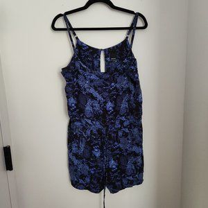 Dolce Vita Blue Snakeskin Silk Romper Jumpsuit L